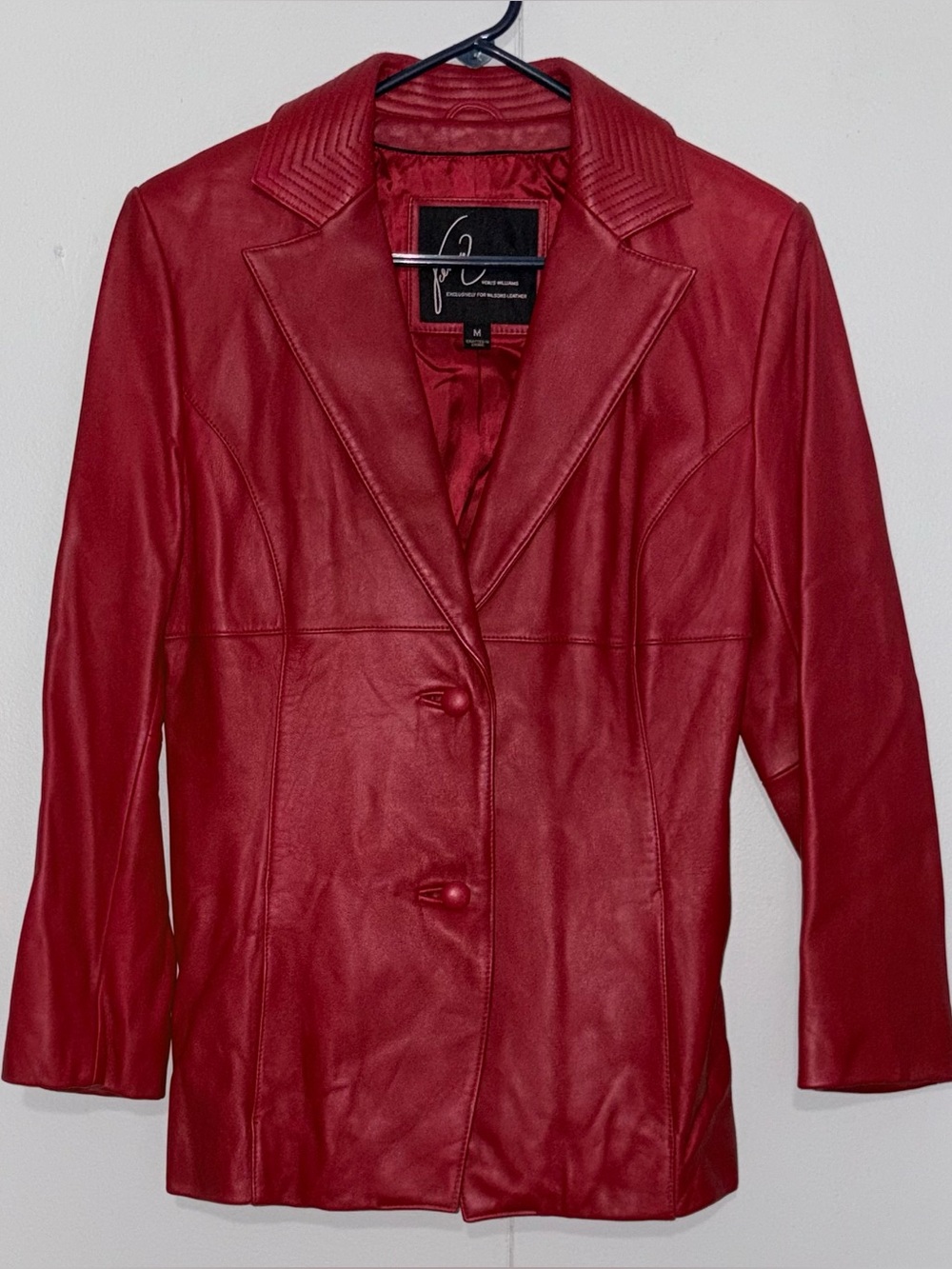 Venus Williams Wilsons Leather Womens Medium Blood Red Genuine Leather Blazer